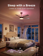 Ventilador de techo con luces Govee, inteligente RGBIC, 52" regulable.