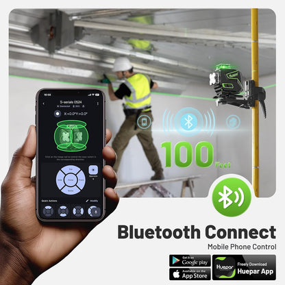 Nivel Láser Huepar 4D 4x360 Verde Bluetooth Autonivelante  S04CG