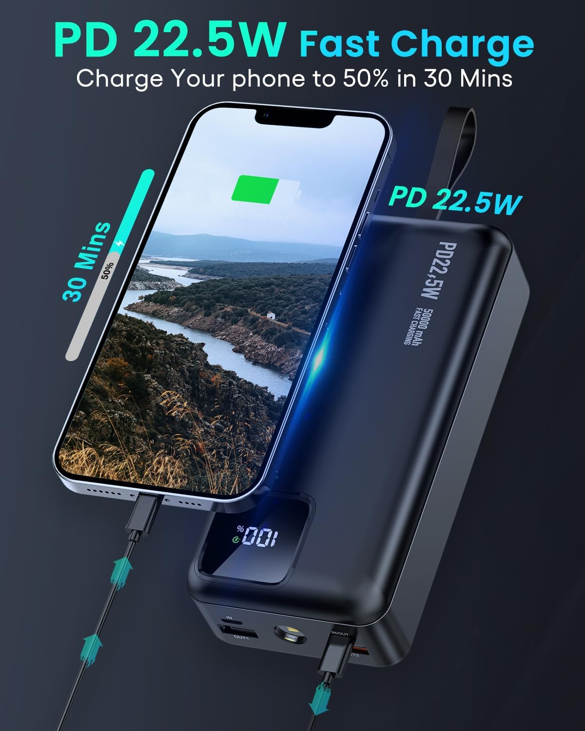 Cargador portátil BIUMVP de 50 000 mAh (USADO)