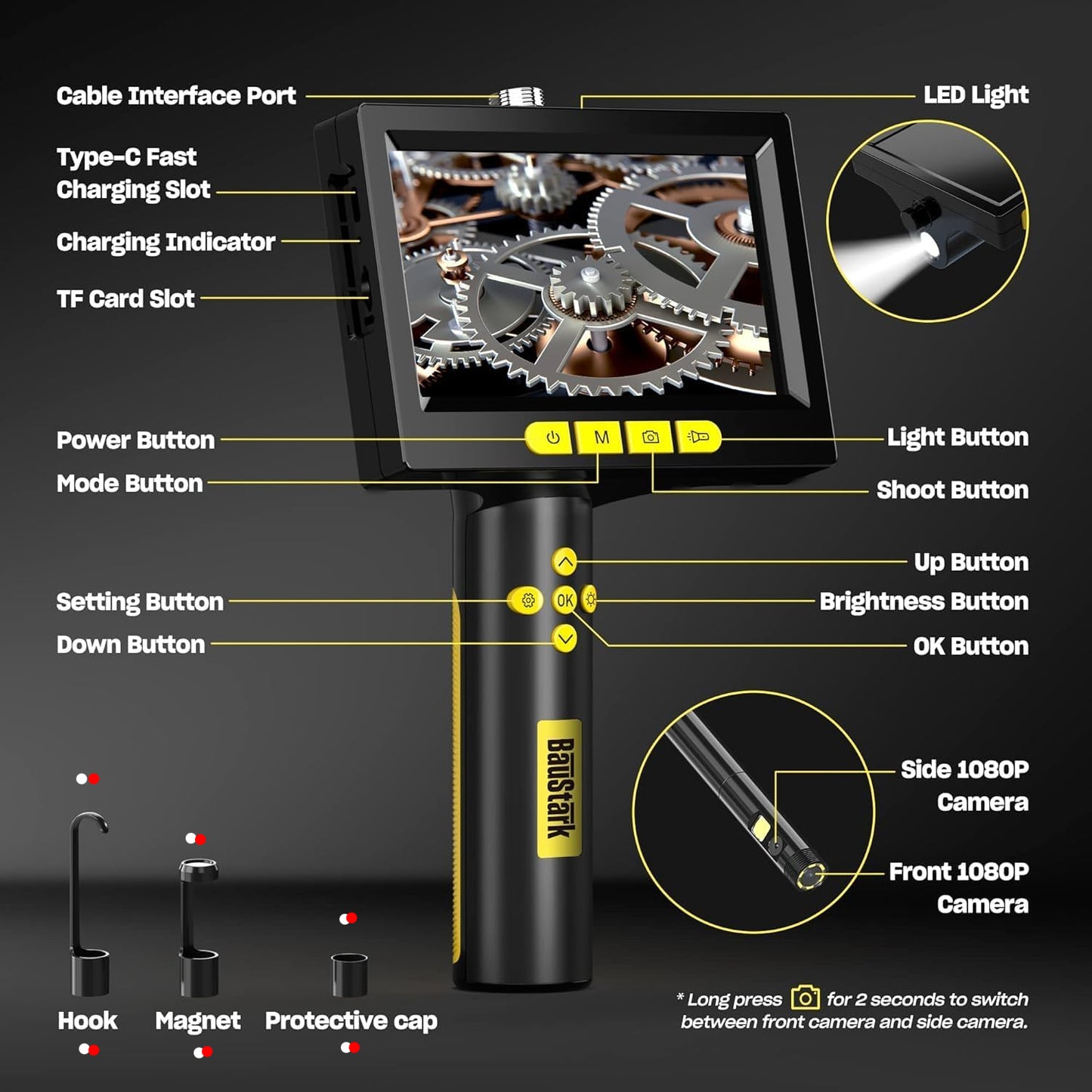 Cámara endoscópica, Cable flexible e impermeable, (USADA).