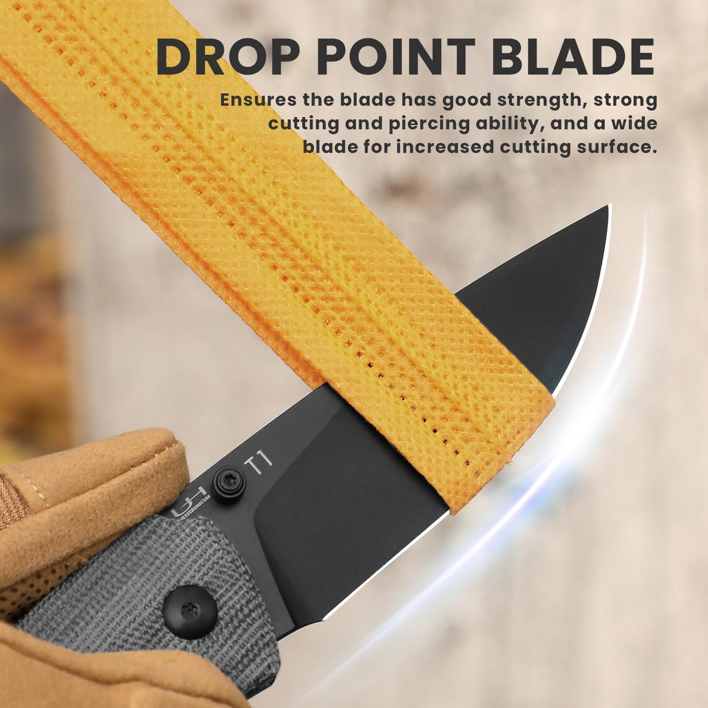 Kizer Cuchillo de bolsillo T1, 3.19 pulgadas, hoja de acero, mango micarta.