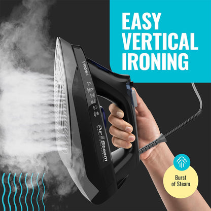 Plancha de vapor Pursteam 1700W Max, para ropa, antiadherente autolimpiante.