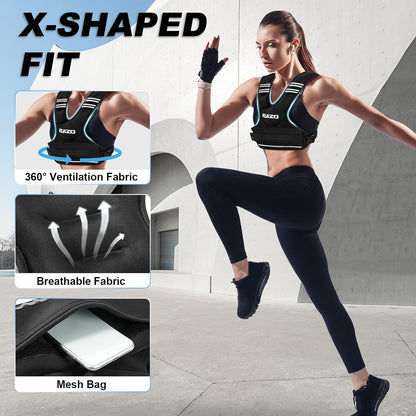 Chaleco Con Peso Ajustable KUKZO 6-12libras Para Entrenamiento Color Negro