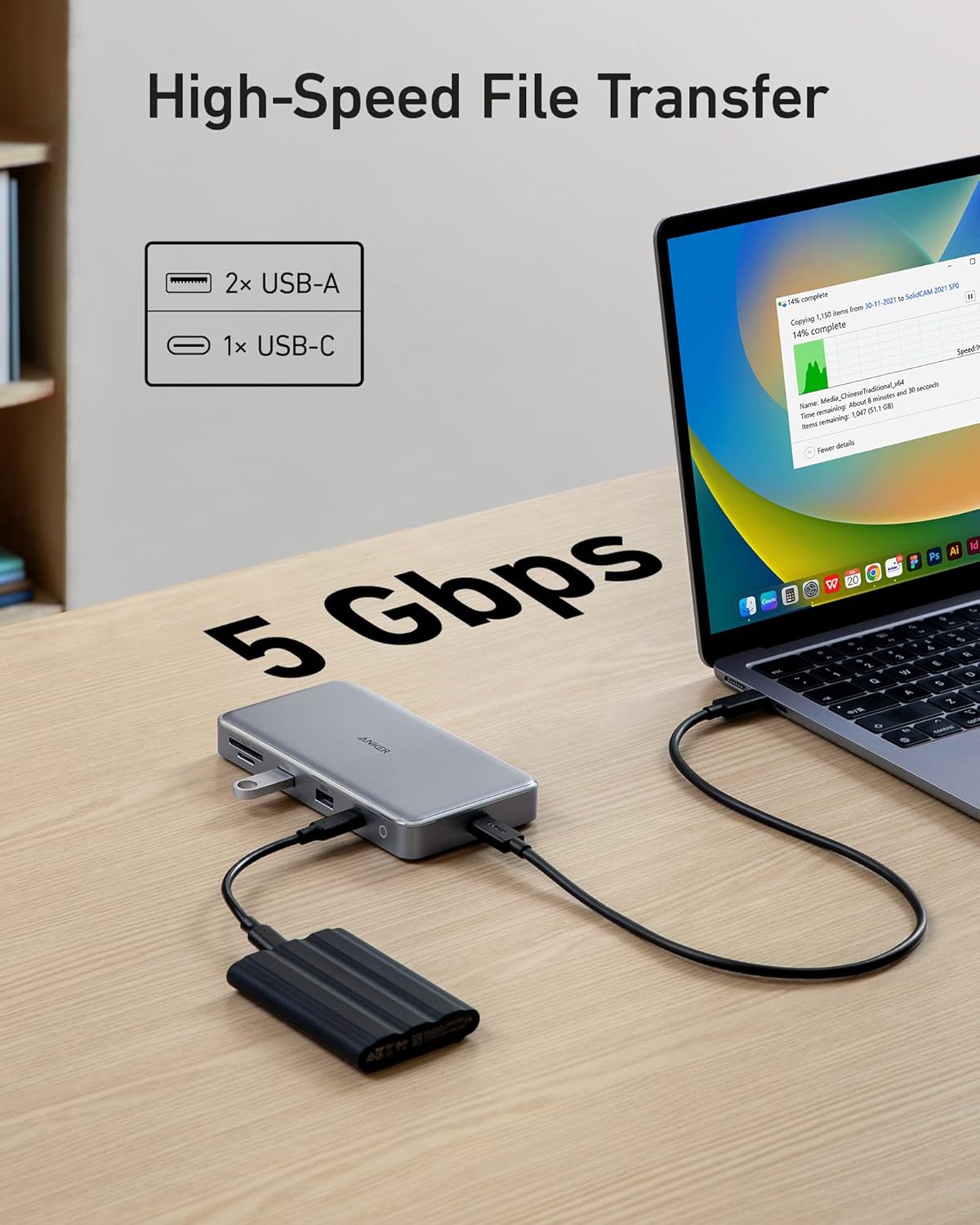 Anker 563 Concentrador USB-C (10 en 1, HDMI 4K dual)