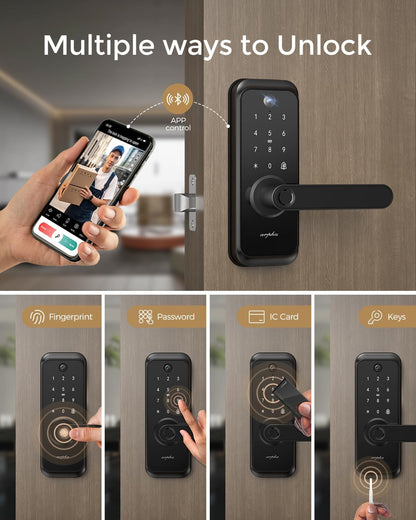 Chapa de Bloqueo inteligente, con video, Wi-Fi, Huella, App y llave.