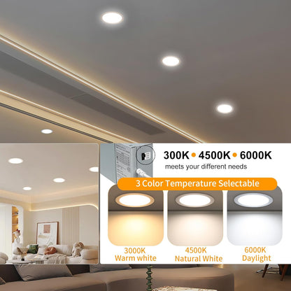 Luces LED Empotrables 8” Paquete 6 1800 lm Regulables 3K- 6K