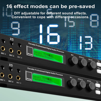 Procesador de audio digital profesional, Depusheng X5, Karaoke Mix.