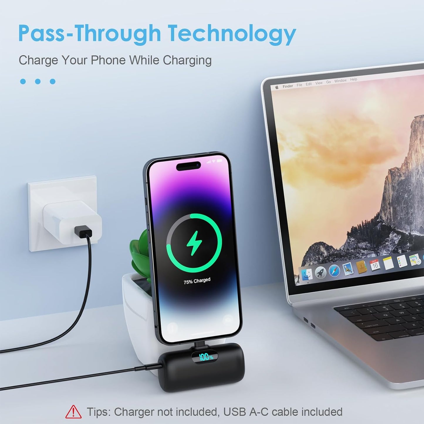 2 mini cargadores portatiles Type-C HX45X2 (USADO)