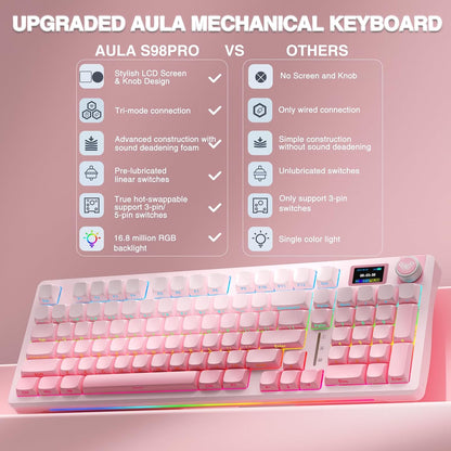 AULA S98 Pro Teclado Mecánico Inalámbrico Con Pantalla y Perilla