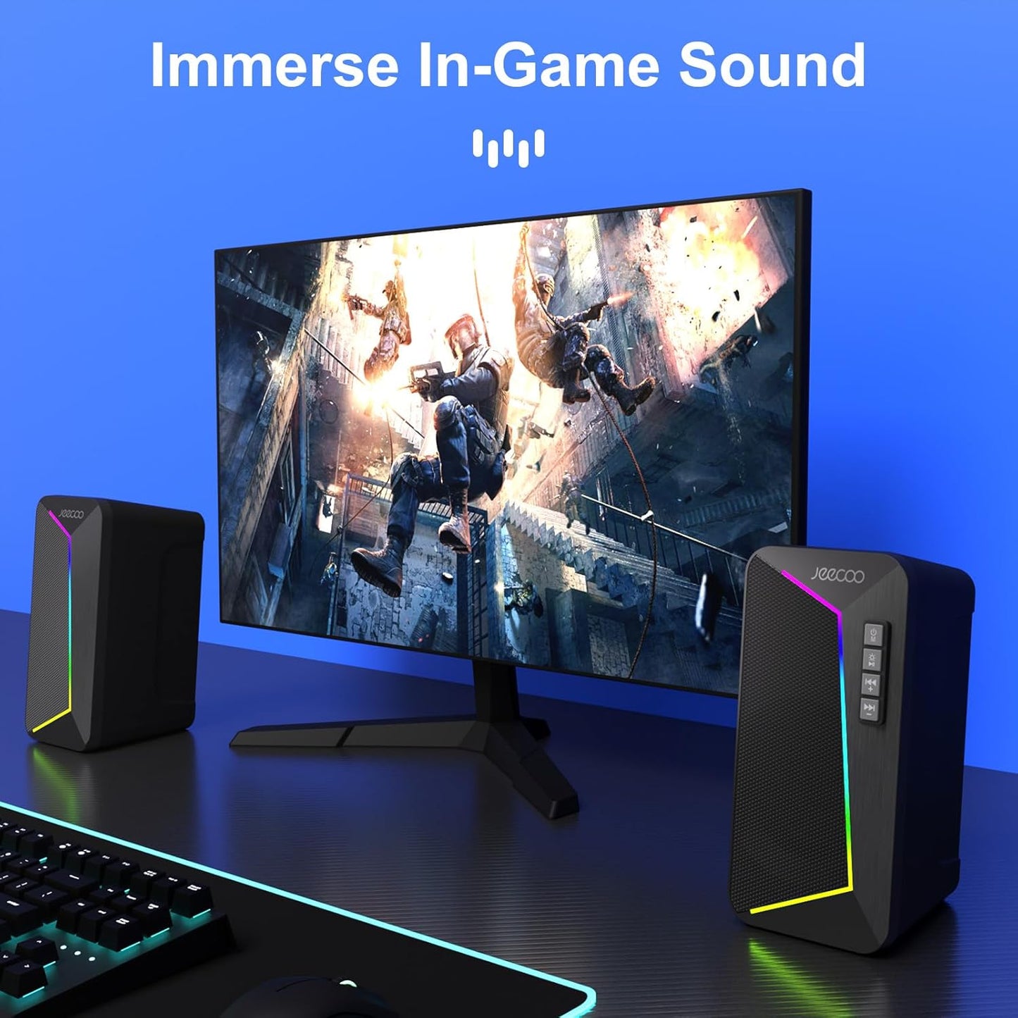 Jeecoo M30 - Altavoces Bluetooth para computadora, altavoces RGB.