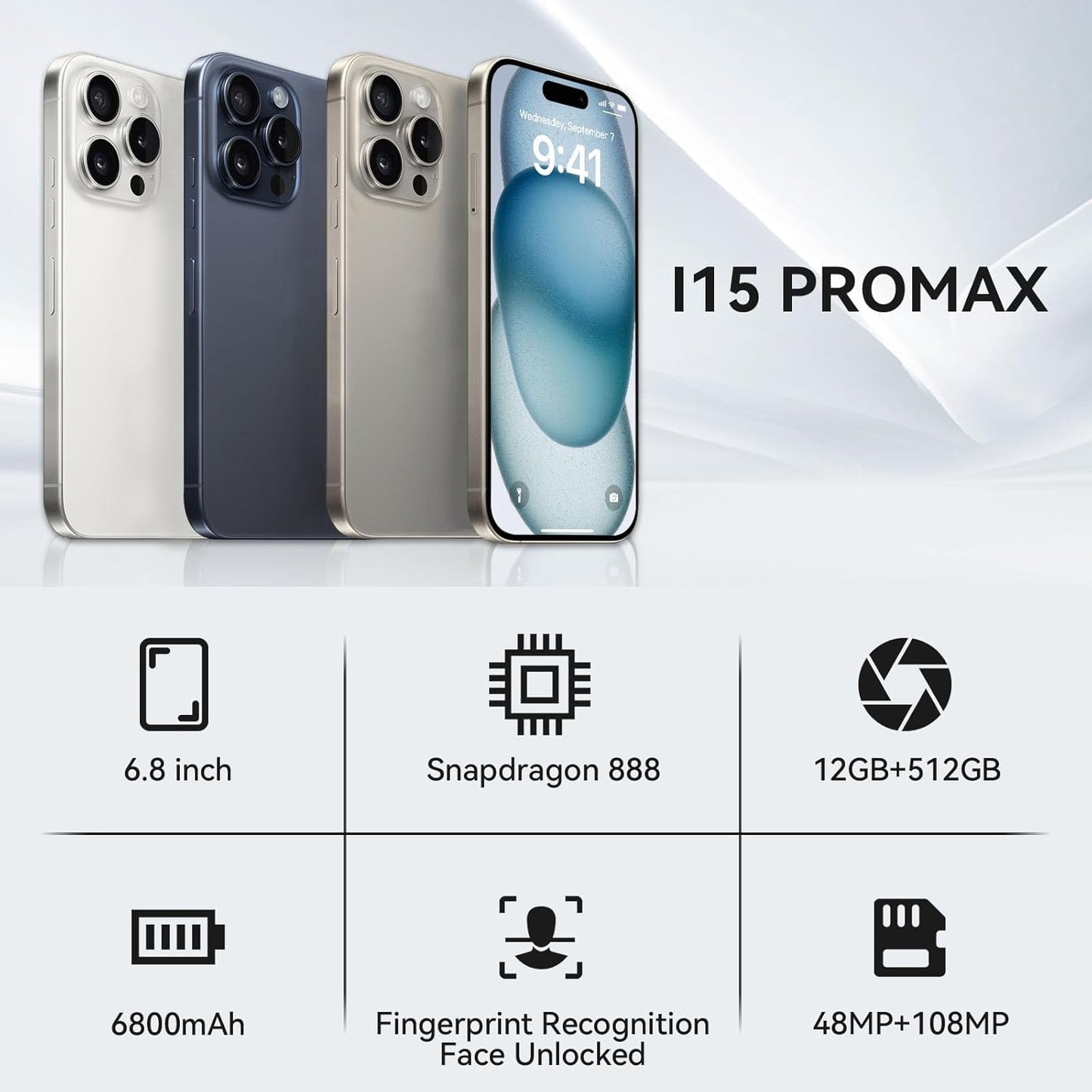 Celular con Android 13, 12G+512GB, desbloqueado, dual SIM. SUNSAMITO