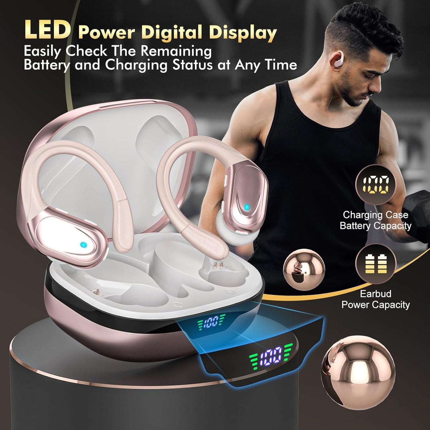 Auriculares inalámbricos Bcaikair BX17, Sports Bluetooth. (ROSA)