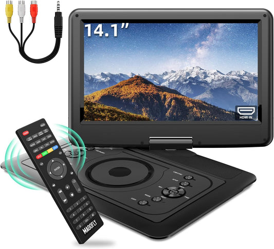 Reproductor de DVD portátil, Magofly 14.1", CD, DVD, SD, VCD.