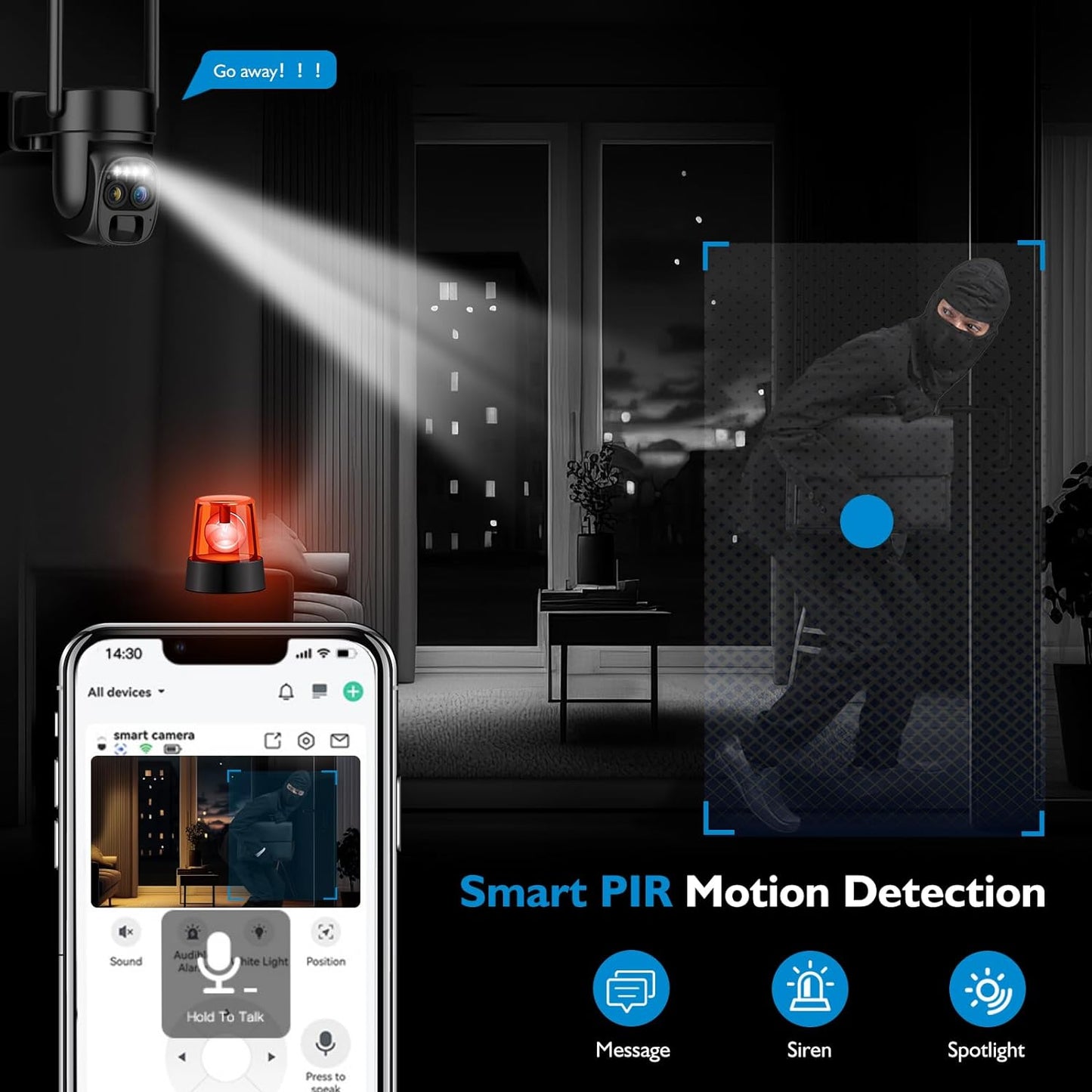 Hawkray - Cámara solar inalámbrica de seguridad para exteriores.