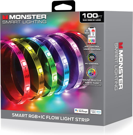 Tira de luces LED RGBIC, de 100 pies, Monster Smart, LED540.