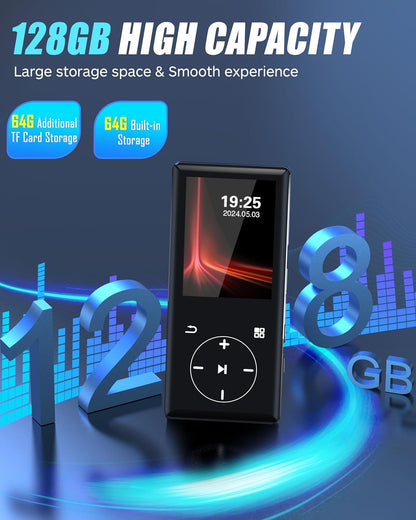 Reproductor Mp3 De 128 Gb Con Bluetooth, Sd+64gb (USADO)