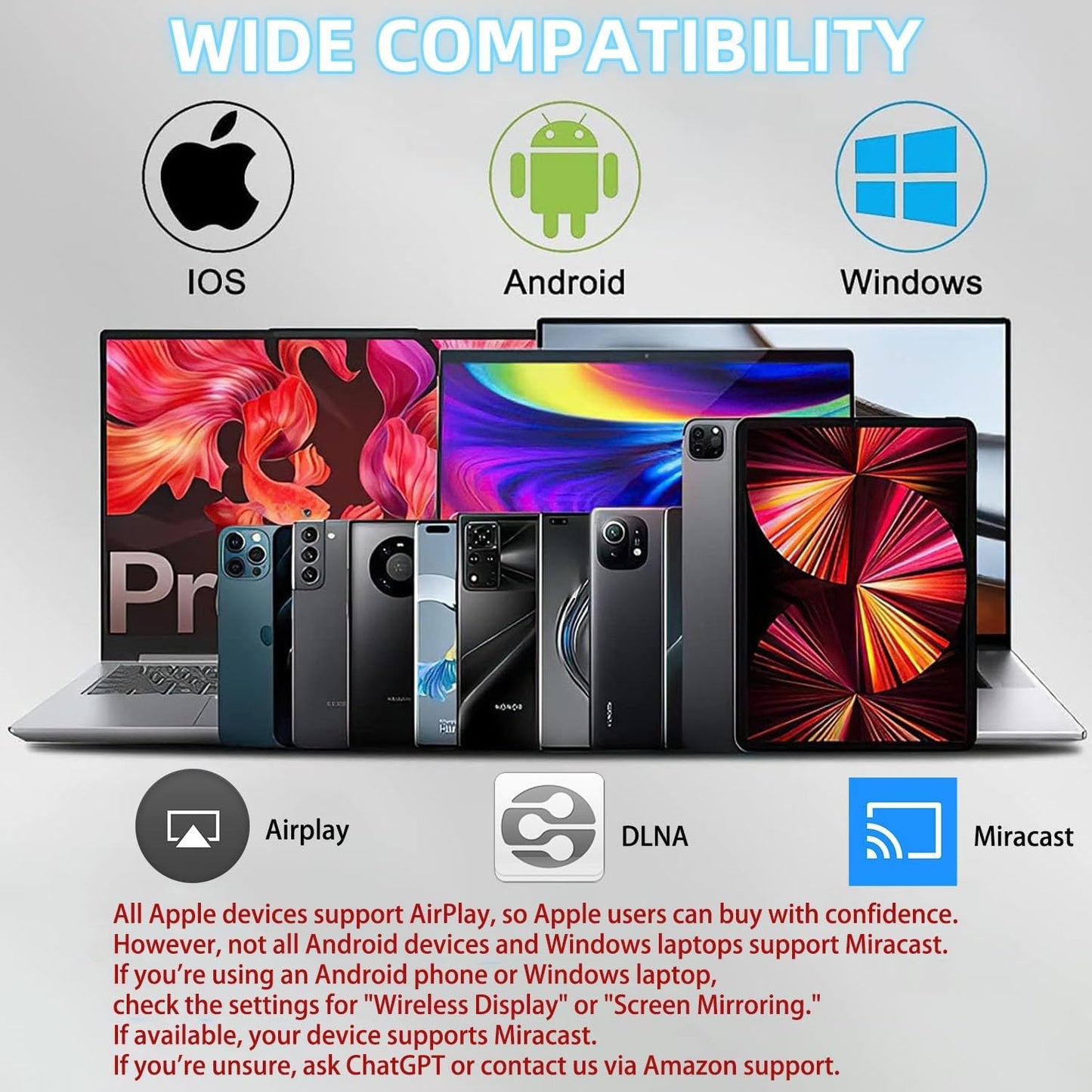 Receptor inalámbrico de TV con pantalla WiFi AnyCast M2 Plus