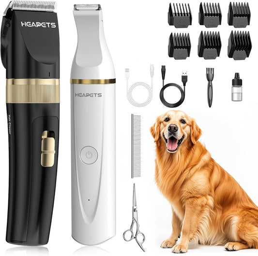 Kit de cortapelos para mascotas, sin cable, con peines y tijeras.