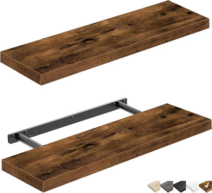 Repisas flotantes QEIGG para pared de 61 x 23 cm, juego de 2, café