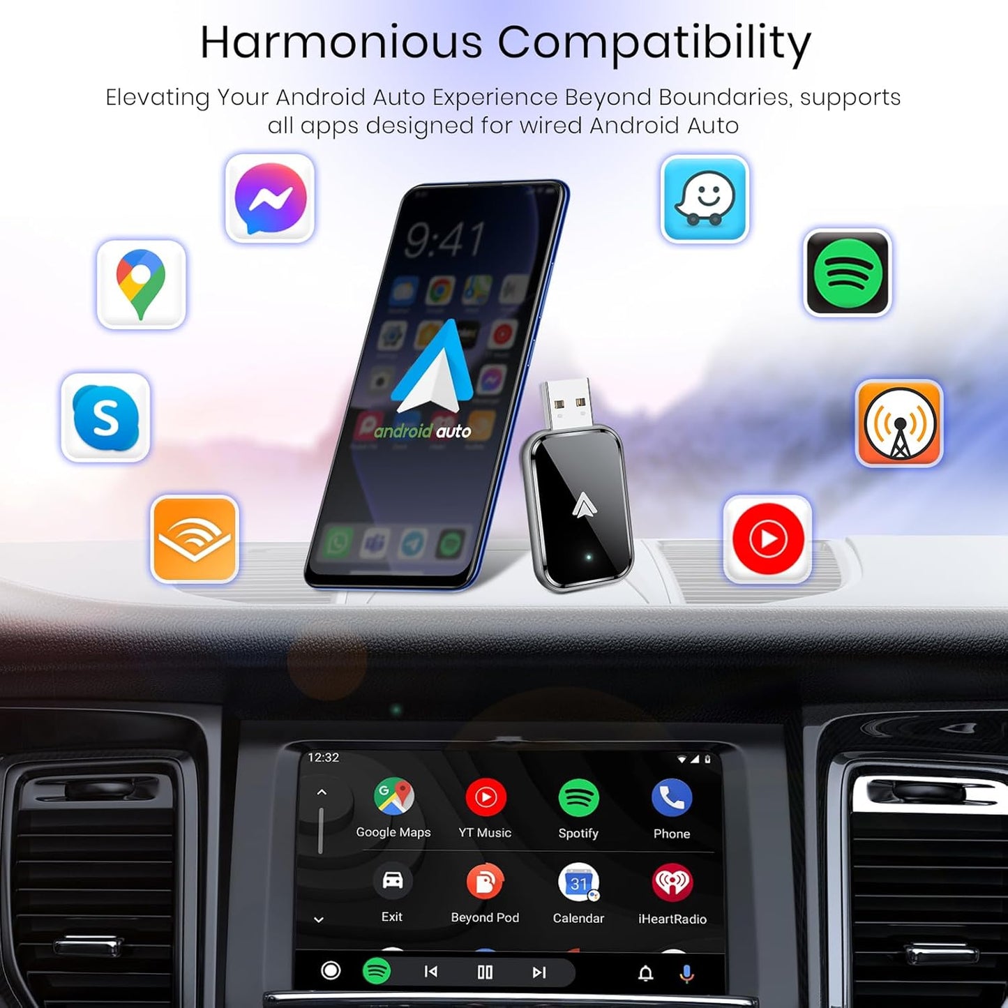 Adaptador inalámbrico Android Auto para Android