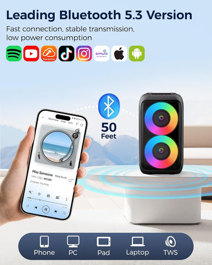Karaoke Altavoz Bluetooth con 2 micrófonos T-08