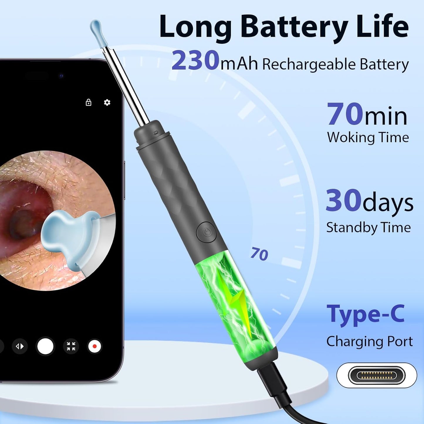 Cámara de eliminación de cera de oído incluye 9 púas de oído.