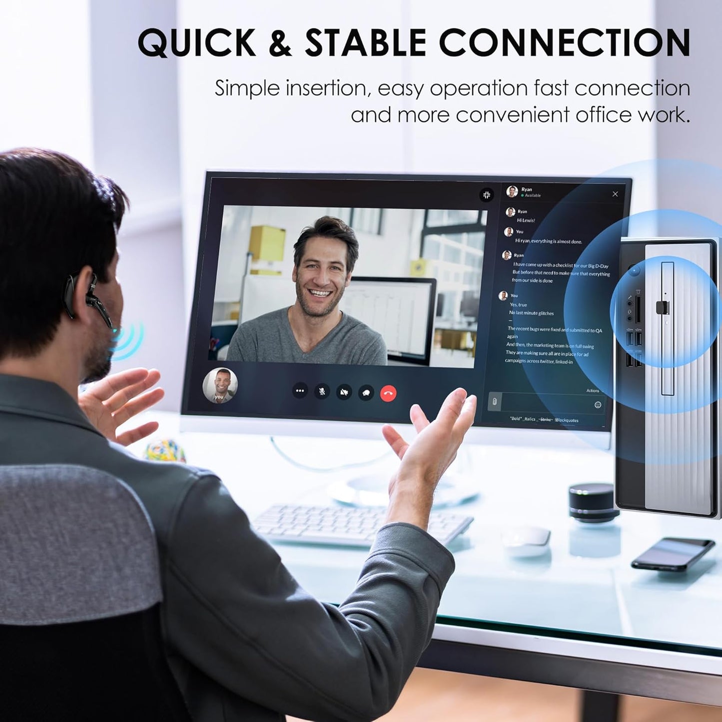 Auricular inalámbrico, computadora, hogar, oficina. (USADO).