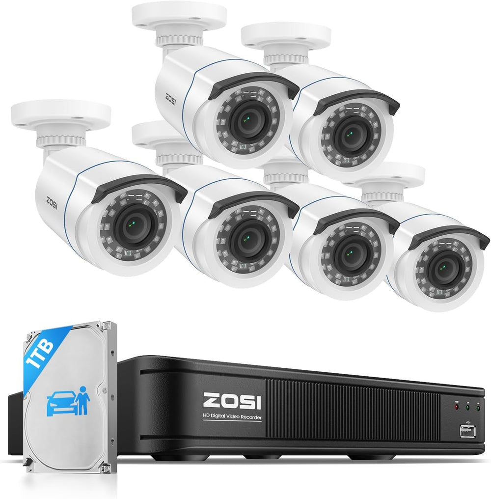 Sistema Cámaras ZOSI 1080P DVR 8 Canales 1TB 6 camaras