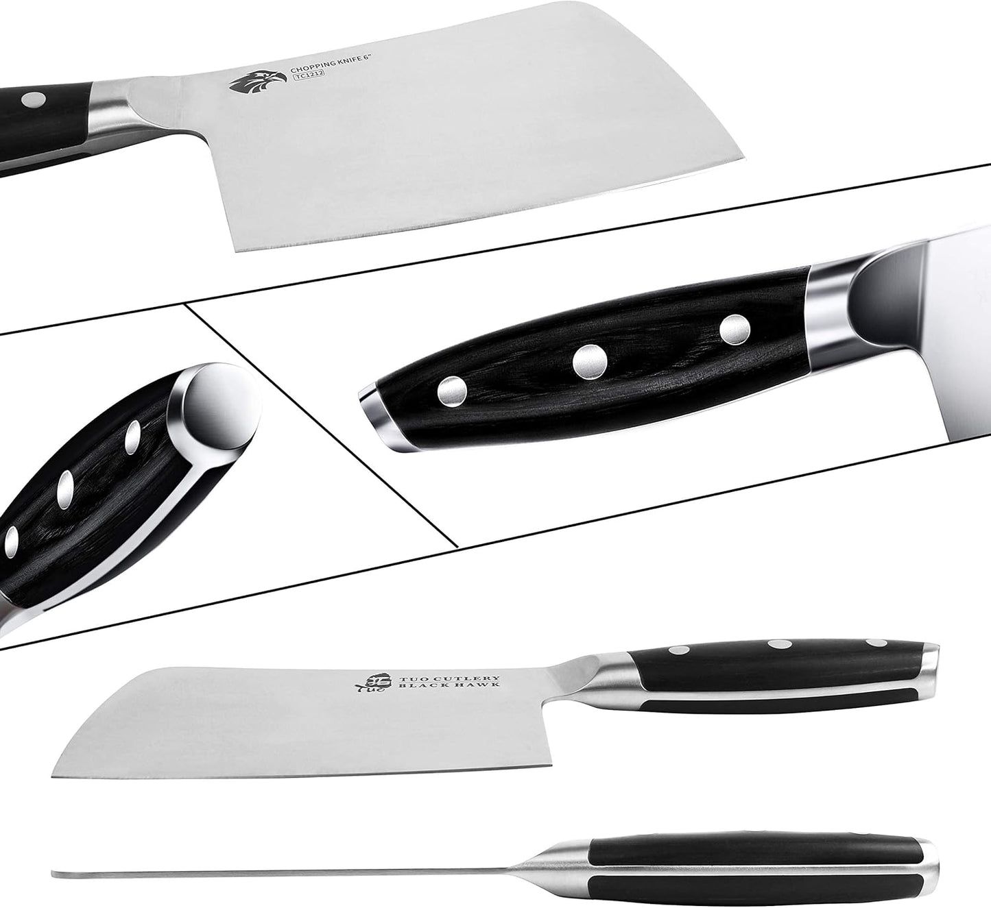 Cuchillo carnicero, acero alemán, mango de Pakka, TUO.