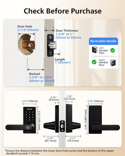 Cerradura Inteligente Para Puerta Con Wi-Fi Y Mango PHILIPS 2000 SERIES