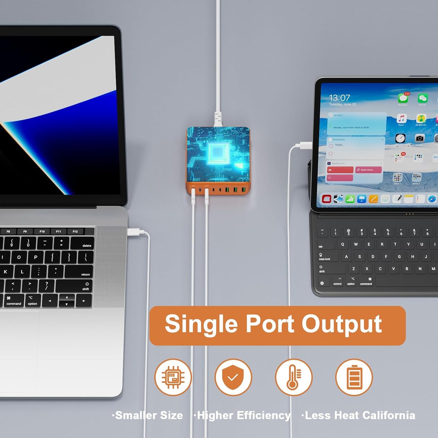 Estación de carga USB C de 265 W, 8 puertos, cargador USB-C.