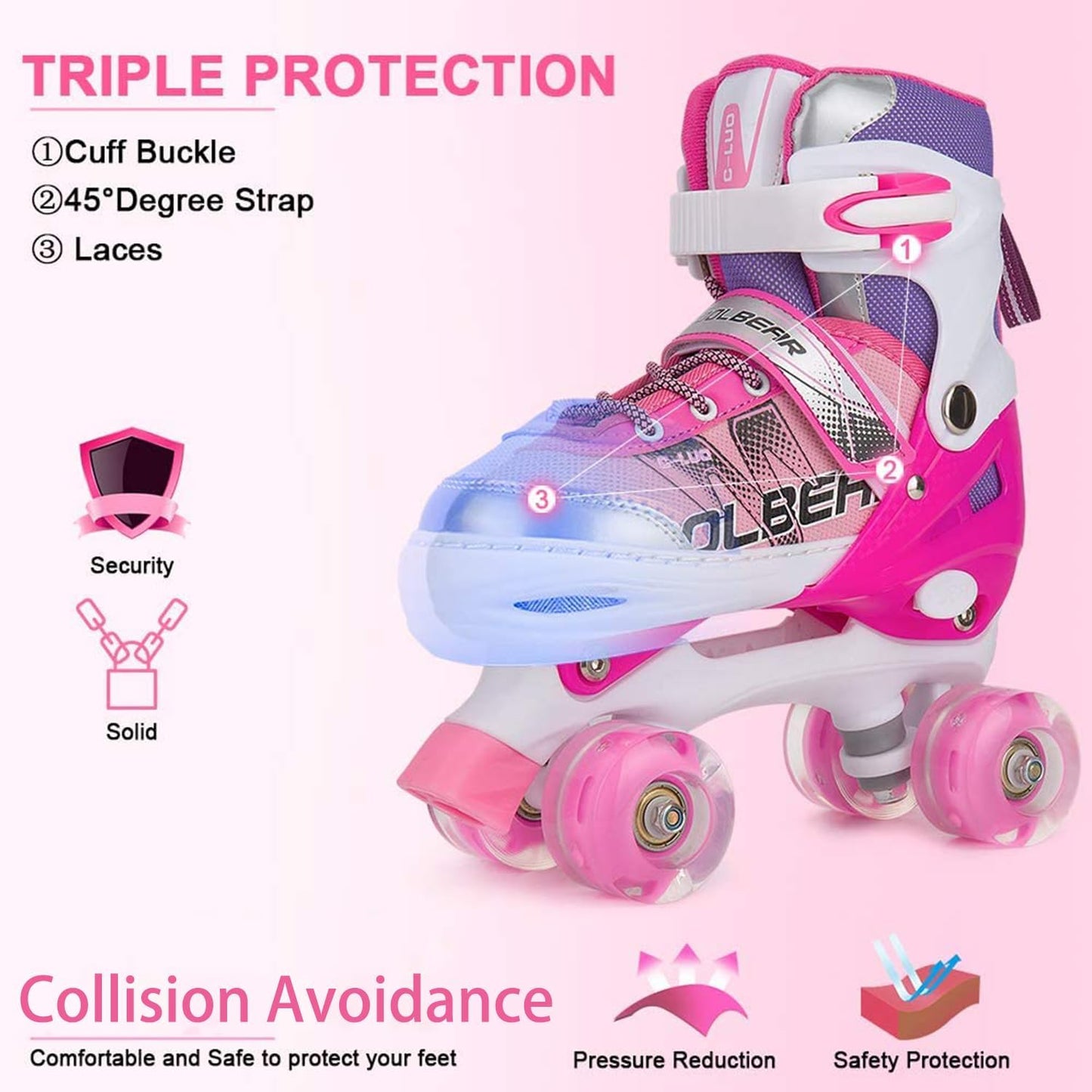 Sowume Patines Ajustables para niñas, Divertidos iluminadores S