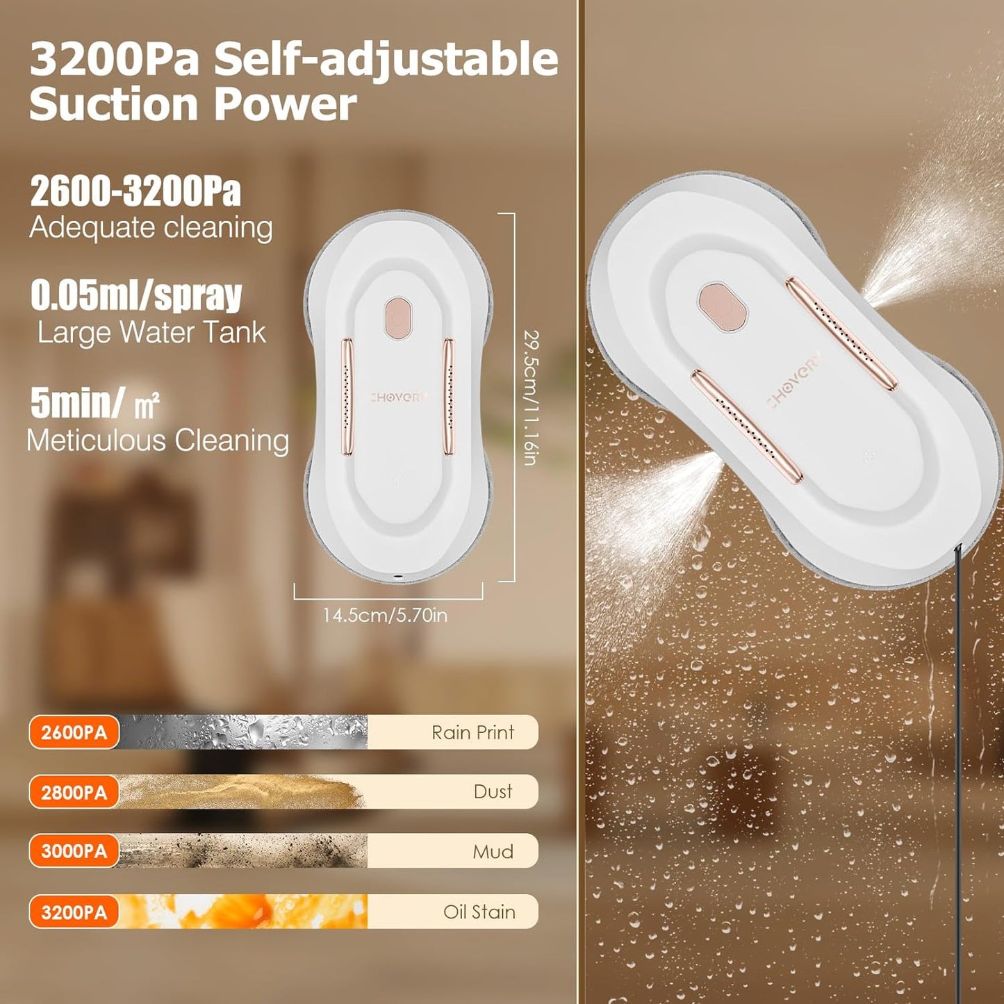 Robot limpiador de ventanas con doble pulverización de agua.(USADO)