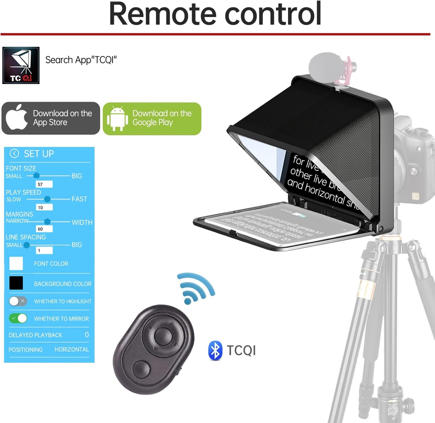 Teleprompter portátil para iPad, tablet, smartphone, cámara réflex.