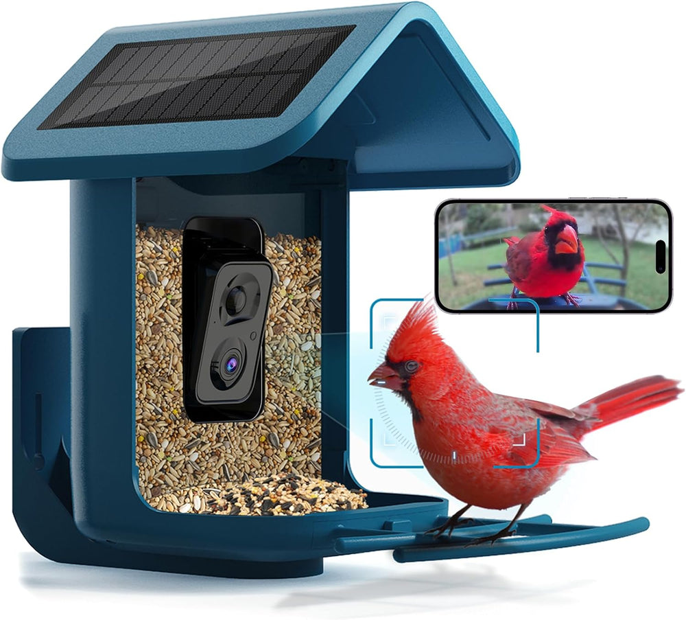 Alimentador de Pájaros con Cámara Alimentado por Energía Solar.