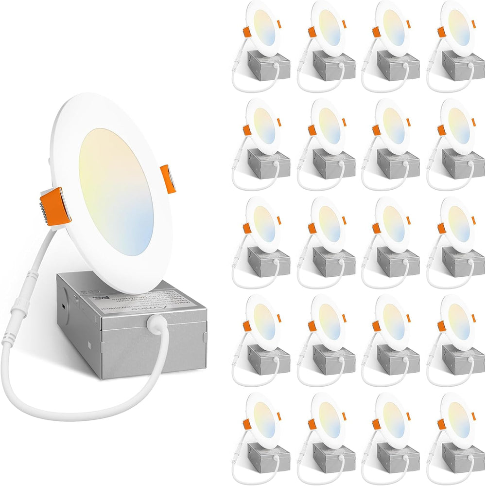 Luces LED empotrables ultrafinas de 4" 11W 800LM Amico 20 PACK