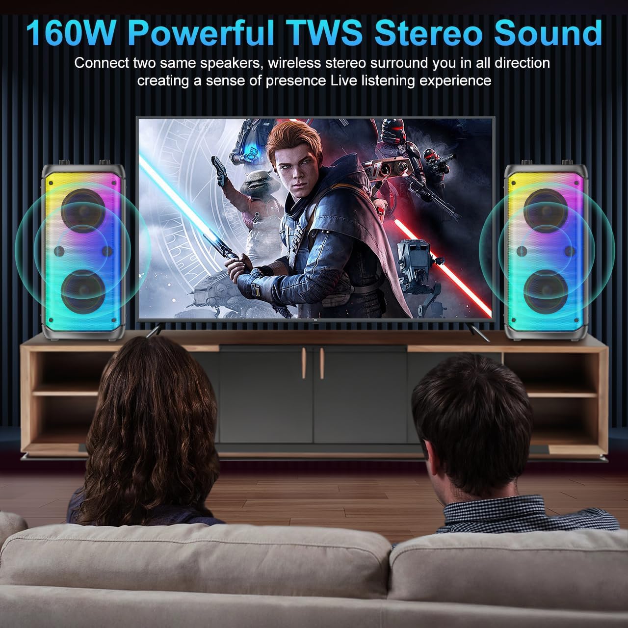 Altavoz Bluetooth Q55, con 2 microfonos, luces RGB,(DETALLE).