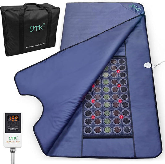 UTK Manta de sauna infrarroja, jade natural y piedra de turmalina.