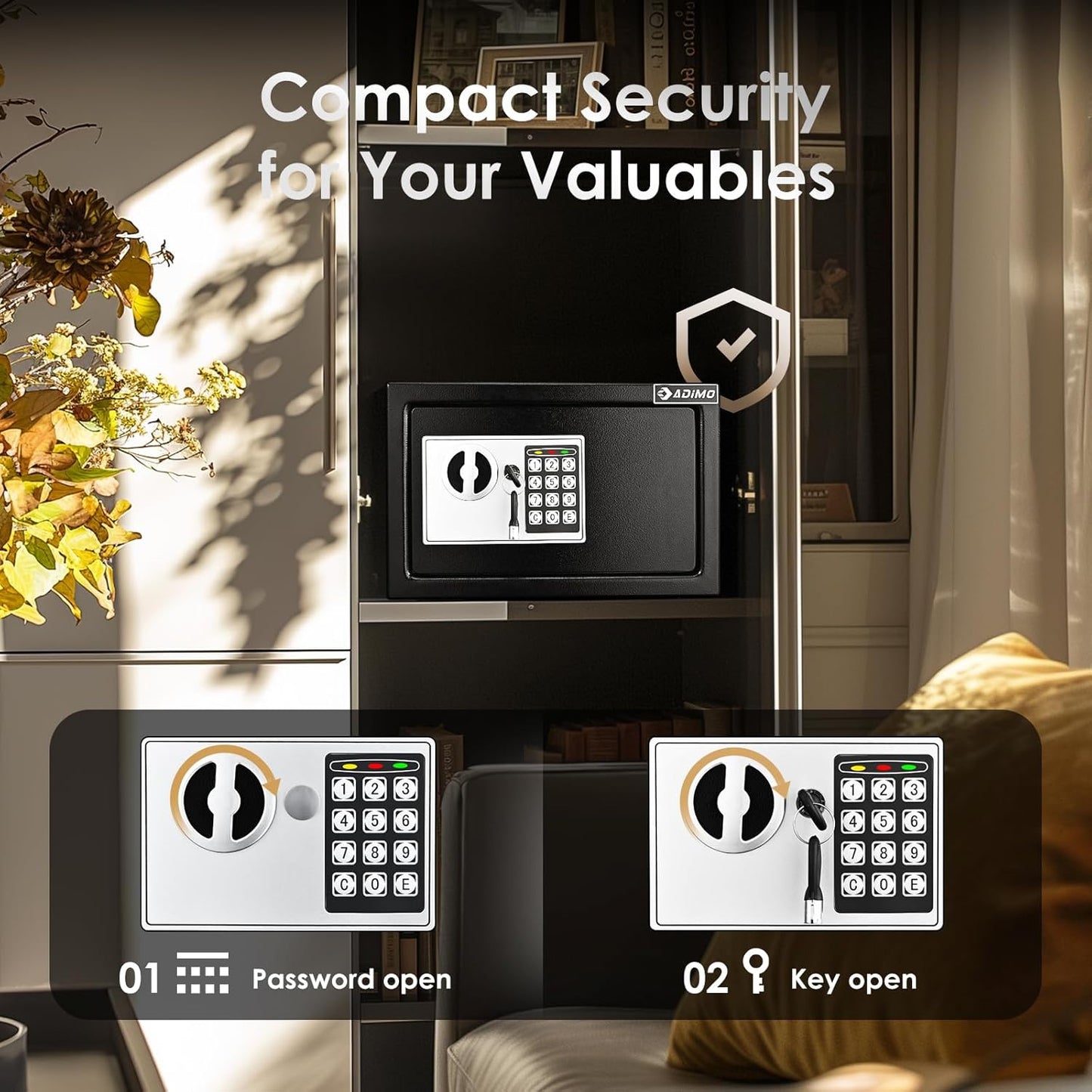 Caja de seguridad, pequeña con bolsa de seguridad ignífuga, con llaves y código de paso