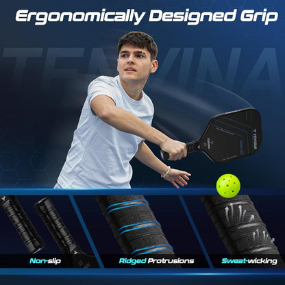 Palas de Pickleball TENVINA, de fibra de carbono texturizada multicapa.