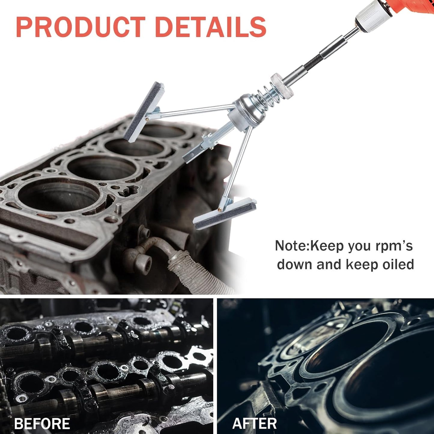 Kit de pulidores de cabezas de motor, de 3/4 a 7".(USADO)
