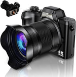 Cámara digital 4K para fotografía, pantalla 180°-3", zoom 16X, 32 GB