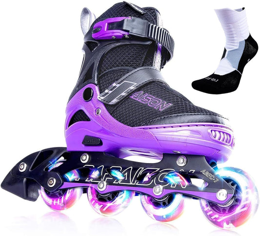 PAPAISON Patines en línea Ajustables con Ruedas LED XL 26.5CM