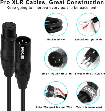 Cables XLR, de 25ft., paquete de 2, macho a hembra, premium.