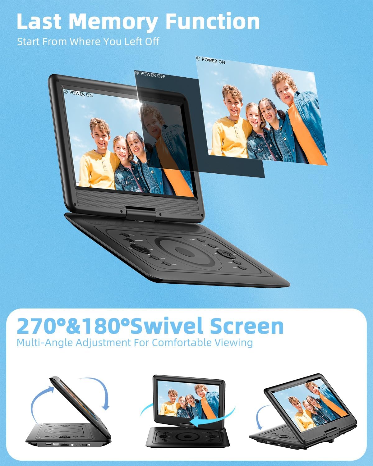 Reproductor de DVD portátil, Magofly 14.1", CD, DVD, SD, VCD.