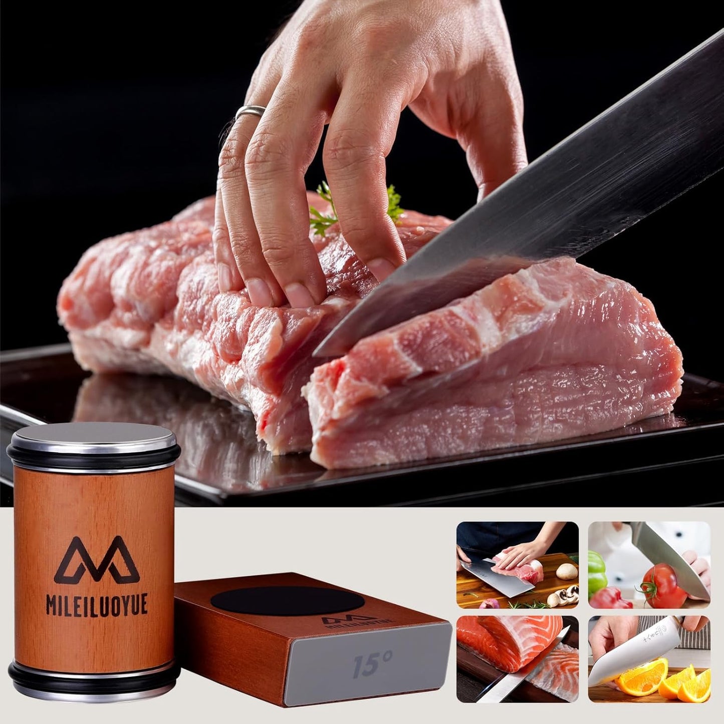 Kit de afilador de cuchillos, Ángulos de inclinación magnéticos.