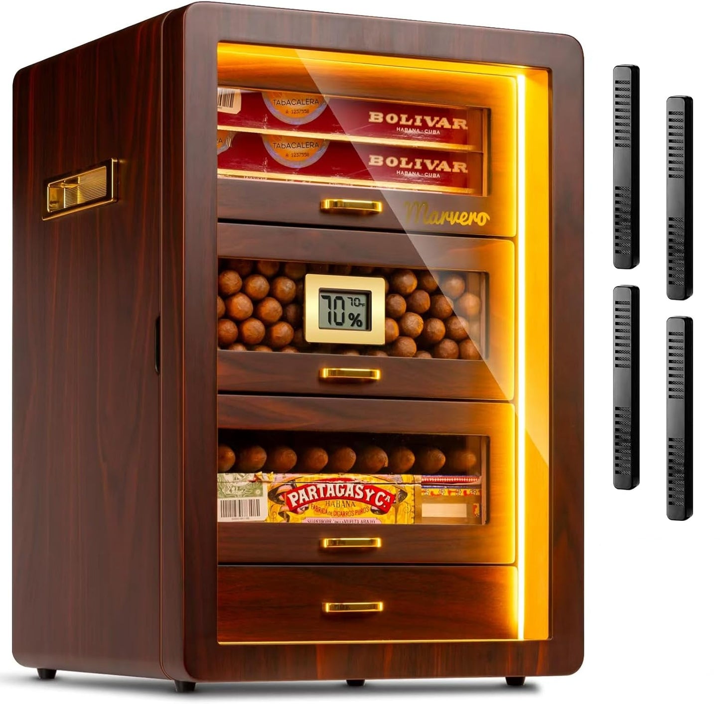 Gabinete humidor de puros, encimera, higrómetro digital, (USADO).