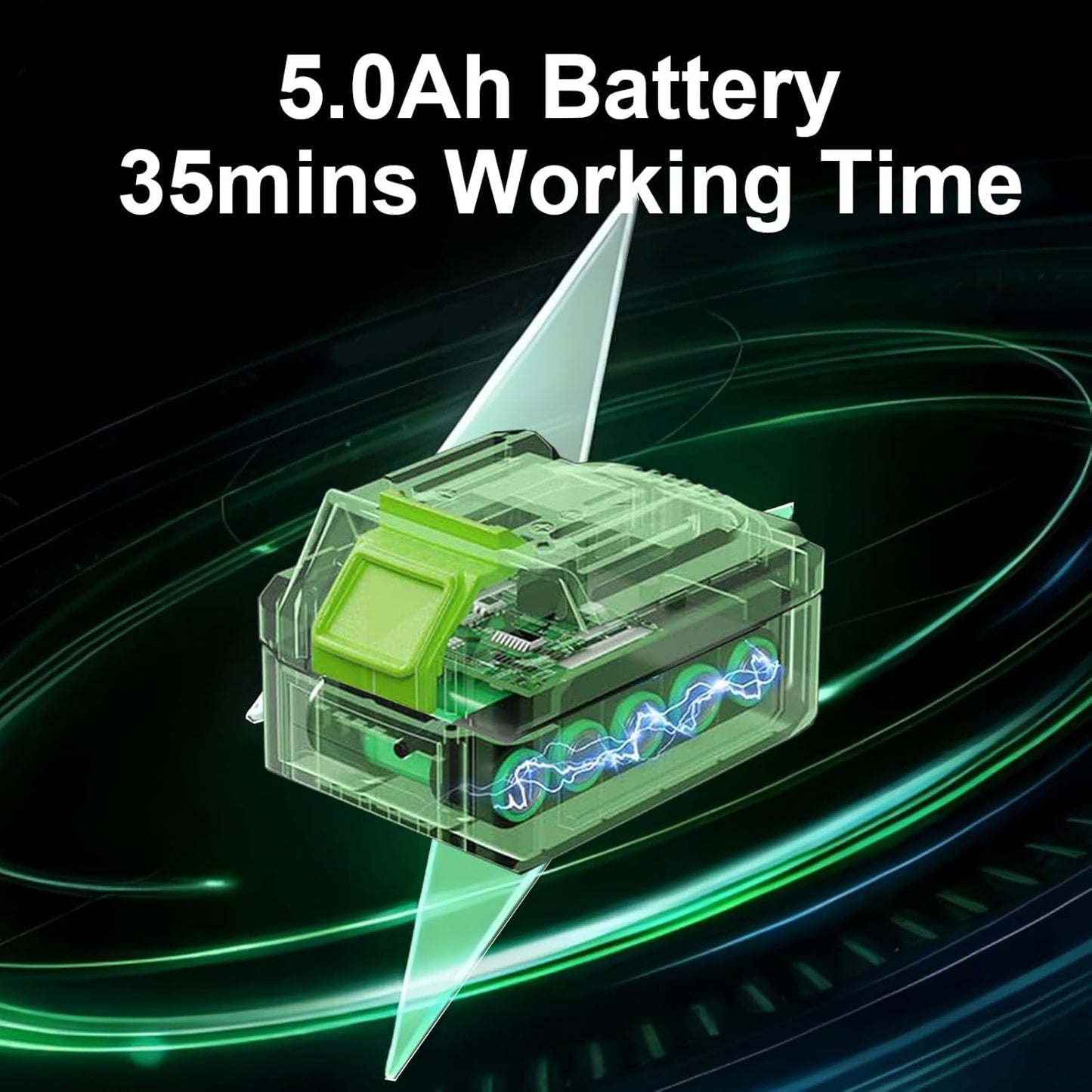 Soplador de hojas inalámbrico con batería de 5.0Ah y cargador.