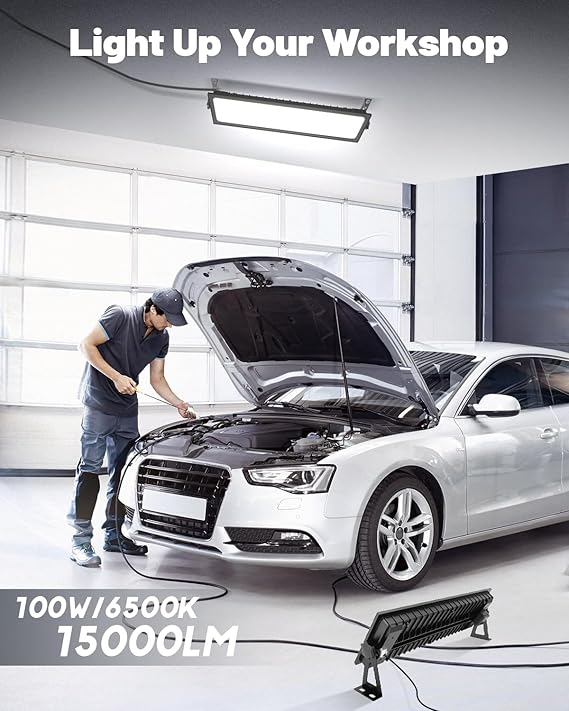 Luz LED 2 PACK enlazable para tienda garaje de aluminio de 100 W 15000 lm