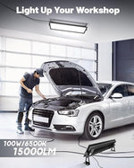 Luz LED 2 PACK enlazable para tienda garaje de aluminio de 100 W 15000 lm